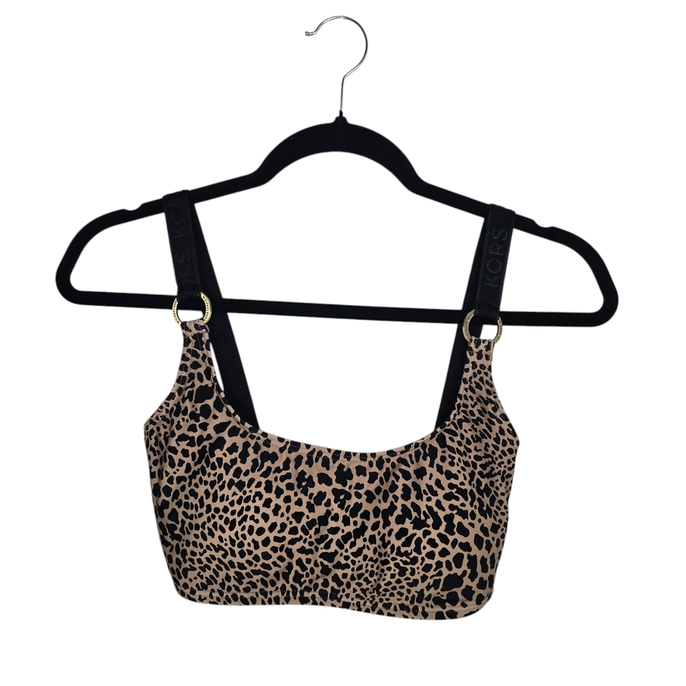 MICHAEL Michael Kors Khaki Animal Print O-Ring Bikini Top XS